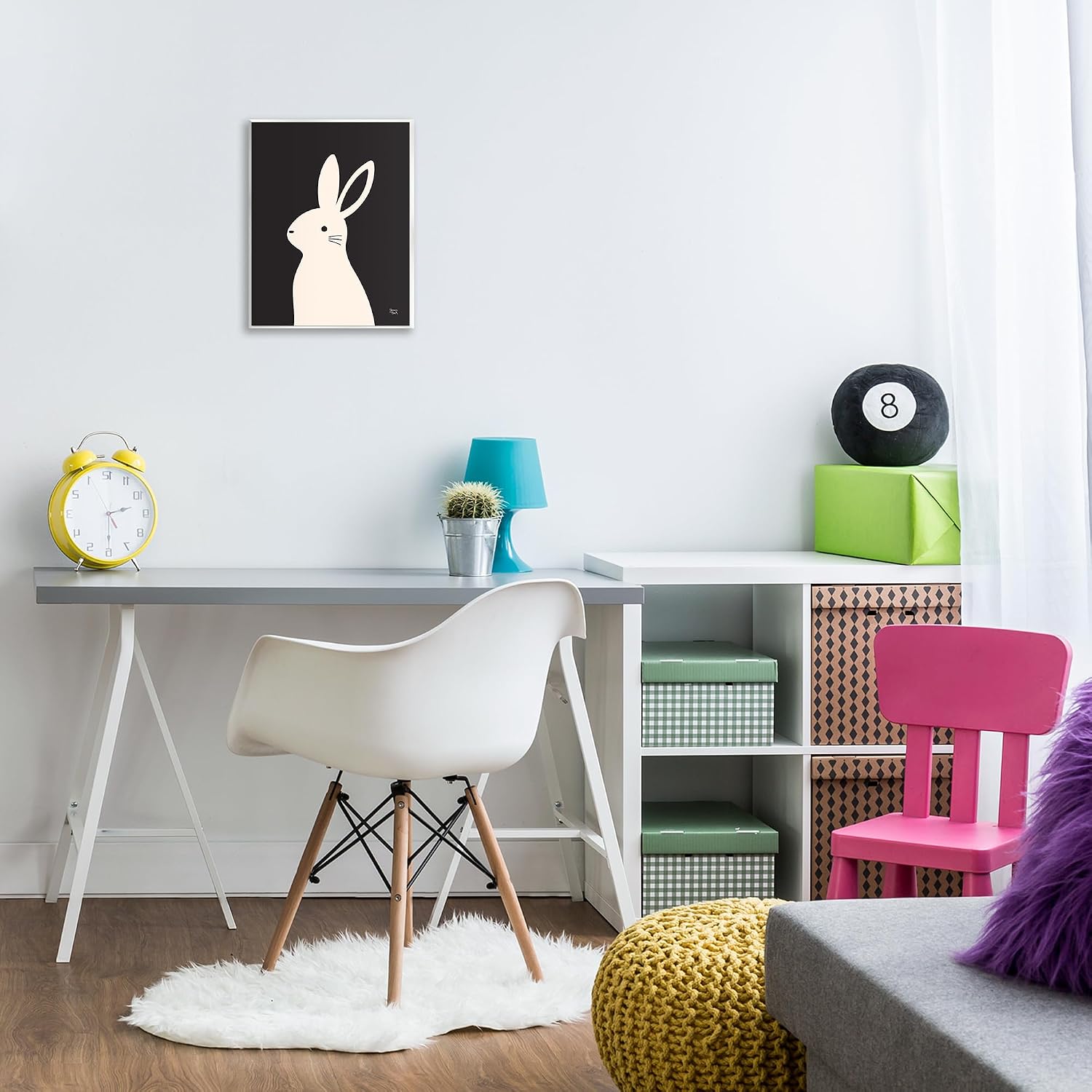 Simple White Bunny Nursery, 11 x 14 Inch Mounted Print on Wall Plaque | Stupell Industries · By Jessica Beck · Ready to hang · Sweet fit for nursery or kids room · Made in USA
