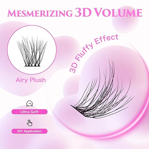 Miniatura 2 de CALAILIS Wispy - Extensiones de pestañas en racimo para bricolaje, 144 unidades, pestañas naturales en racimo 3D, pestañas individuales esponjosas,