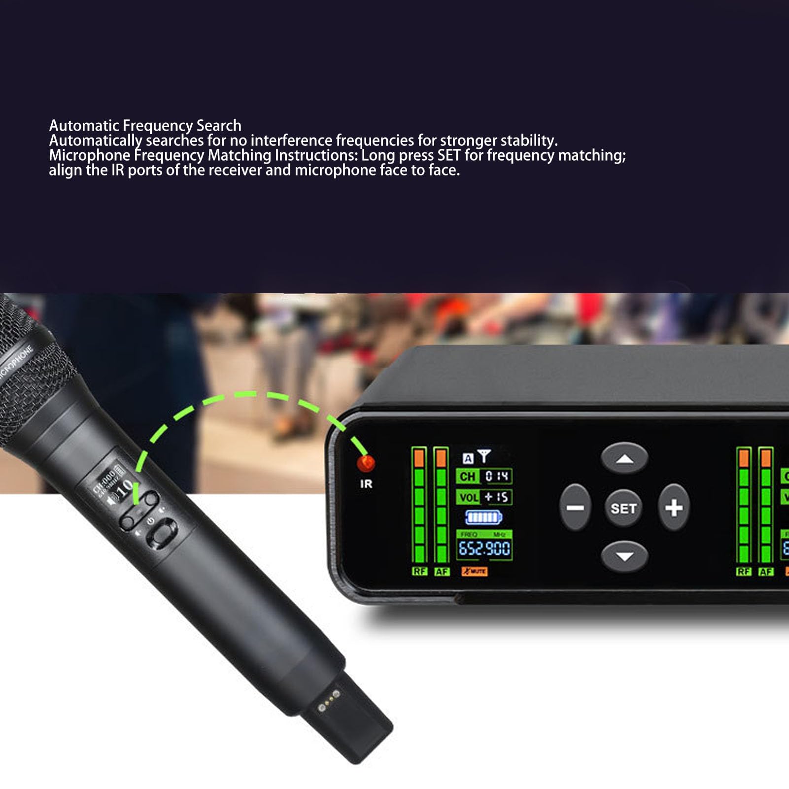 Diyeeni System Mikrofonu Bezprzewodowego, UHF PRODELDHELD MIC z Odbiornikiem, Podstawa ładowania, Anteny, Wbudowana w baterię 2200 MAh, do Karaoke Singing Church DJ PA Głośnik