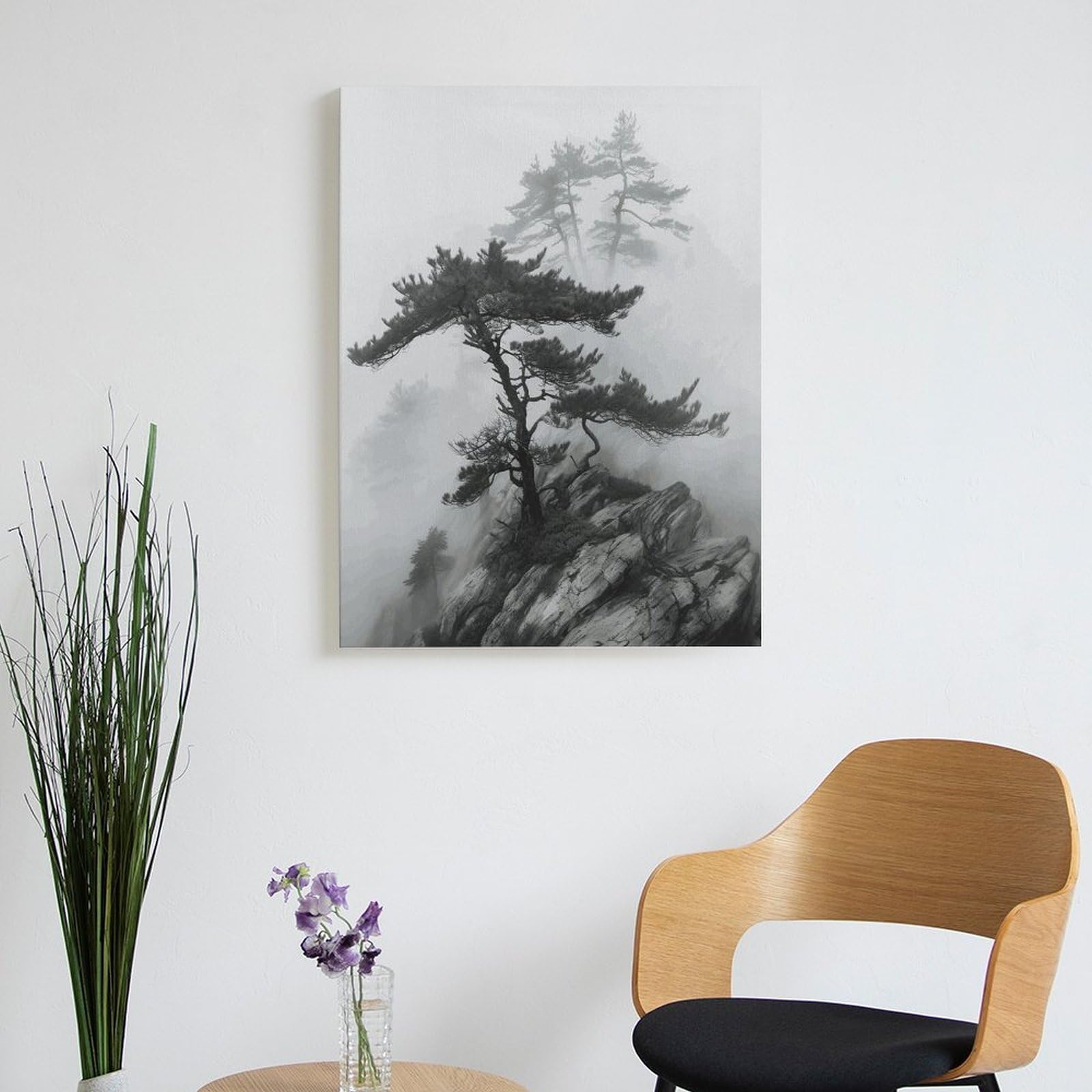 LPAGBCNU Malen nach Zahlen, Motiv: Neblige Bergkiefer, Malen-nach-Zahlen-Set für Erwachsene, Anfänger, Erwachsene, Malen-nach-Zahlen-Kits auf Leinwand, DIY-Acryl-Ölfarben, Malerei mit Pinseln als