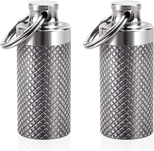 Miniatura 2 de Tisky Pastillero para llavero, contenedor de píldoras, portátil, de titanio, impermeable, mini pastillero para bolsa de viaje al aire libre o