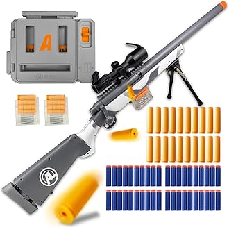 GINCHO M24 Soft Bullet Blaster – Empty Shell Ejecting Design, Upgraded Scope, Fast Dart Loader, 40 Soft Foam Darts, 20 Shells, 2 Magazines – for Ages 14+ and Adult Players