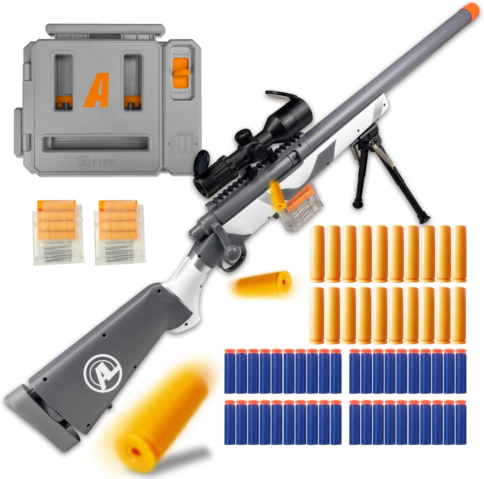 GINCHO M24 Soft Bullet Blaster – Empty Shell Ejecting Design, Upgraded Scope, Fast Dart Loader, 40 Soft Foam Darts, 20 Shells, 2 Magazines – for Ages 14+ and Adult Players