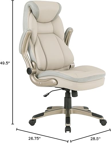 Miniatura 13 de Office Star ECH Series - Silla de oficina ejecutiva de cuero regenerado con soporte lumbar y brazos acolchados ajustables en altura, color gris