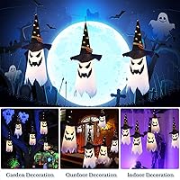 Vista 3 de Decoraciones de Halloween, 3 piezas de decoración al aire libre colgante iluminado fantasma brillante, calcetines de viento para interiores