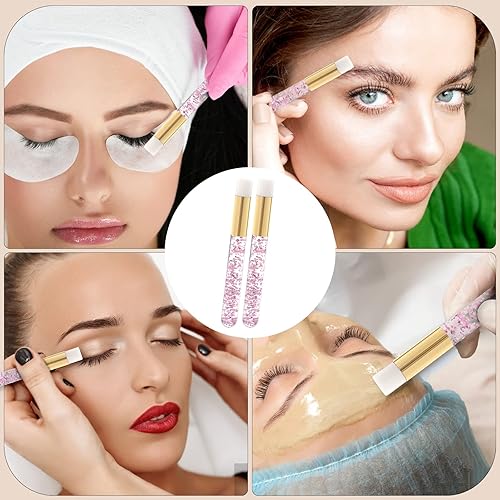 Miniatura 9 de Cepillo de champú para pestañas, paquete de 20 cepillos de pestañas para limpieza de pestañas, cepillo de maquillaje rosa suave para extensiones de