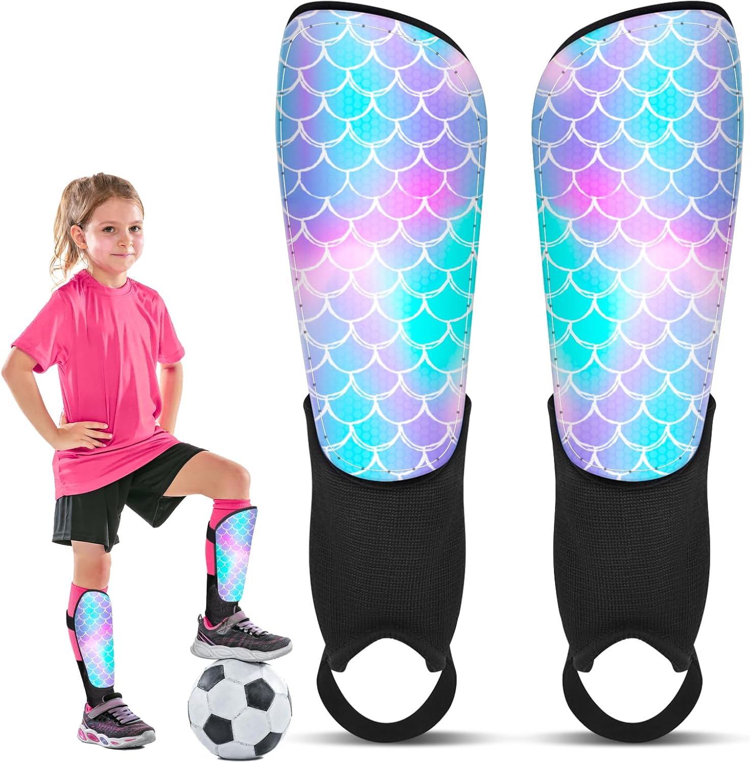 Soccer Shin Guards for Kids Girls Toddler, Shin Pads Shin Guard Equipment with Ankle and Leg Calf Protection Shin Guards Soccer for Kids 2-7 Years Blue X-Small