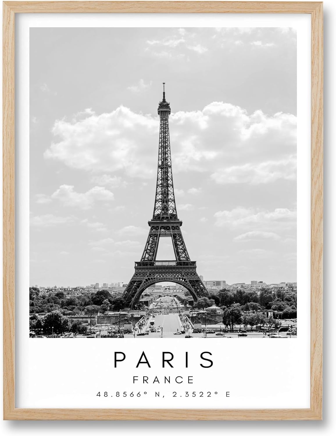 HesenDot Eiffel Tower Framed Wall Art,12x16in Black and White Paris City Poster,Cityscape Landmark Canvas Print,Minimalist Modern Wall Decor for Living Room Bedroom Study Home Office,Set of 1