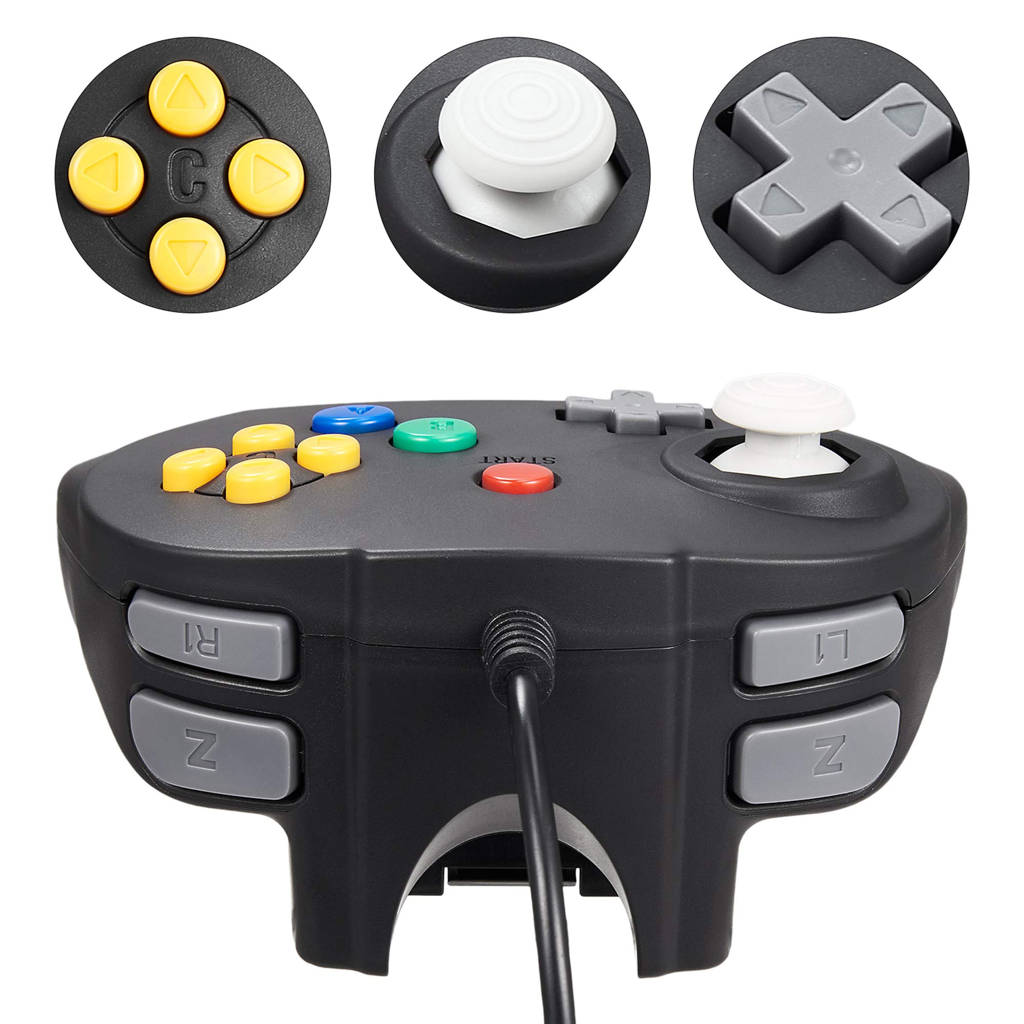 miadore Classic N64 Controller, Retro N64 Wired Remote Joystick Gaming Controller Compatibile con la Console N64 (nero)