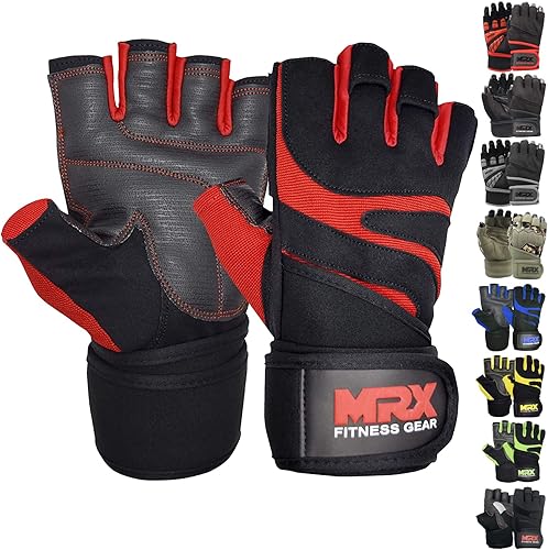 Miniatura 25 de MRX - Guantes de levantamiento de pesas para hombres, guantes de entrenamiento para hombre, guantes de levantamiento de muñeca, guantes de gimnasio