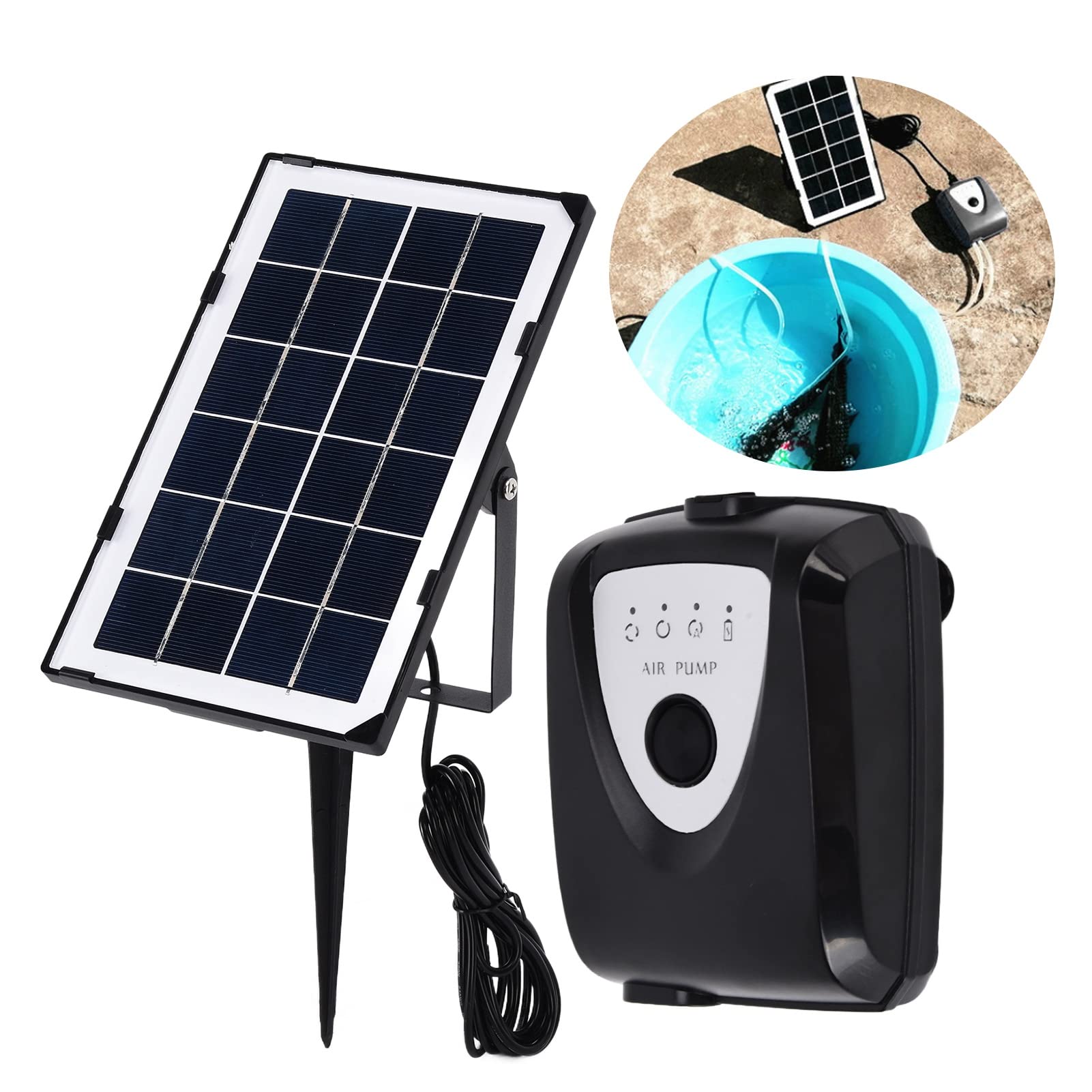 Solar-Sauerstoffpumpe, Niederdruckbelüfter für Aquarien und Teiche, Leicht und Tragbar mit 2 Modi, ABS-Material