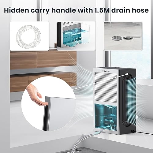 Miniatura 7 de Deshumidificador de 96 onzas, deshumidificadores de 1000 pies cuadrados para el hogar, deshumidificador con 4 condensadores y 2 modos de trabajo, 7