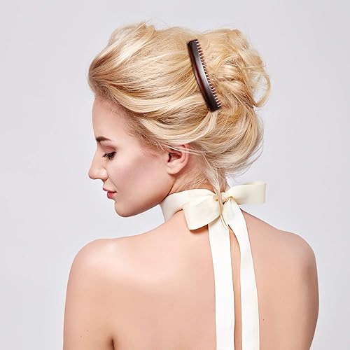 Vista 5 de Chuangdi 12 piezas de peine giratorio de pelo lateral francés, peine decorativo de plástico para mujer, accesorios con dientes, clips laterales 23