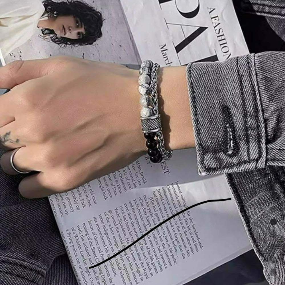 Amazon.co.jp: バングル 2重 ブレスレット 数珠 チェーン ユニセックス