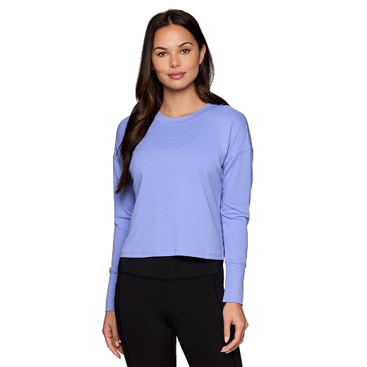 RBX Activewear Long Sleeve Mesh Running Top for Women, Quick Drying Breathable Mesh Crewneck Workout Tee for Yoga