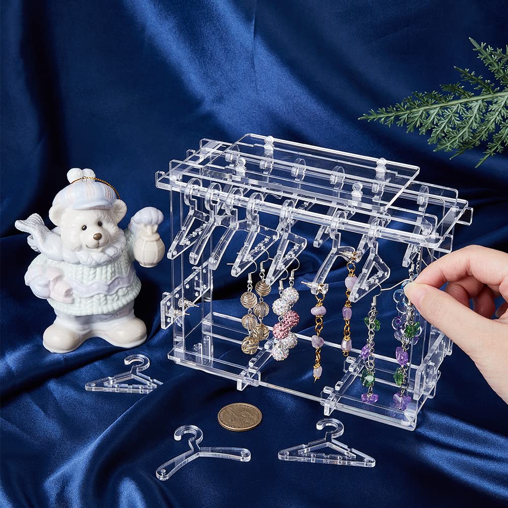 SUPERFINDINGS Earring Holder Rack Acrylic Earrings Display Earring Organizer Stand Transparent Jewelry Display Stand with 8pcs Coat Hangers for Women Girls - Image 3