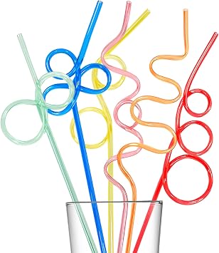 Summer Beach Pool Party Supplies Decorations-30PCS Crazy Straws for Kids Birthday Party Favors Decor,Reusable Plastic Drinking Straws for Classroom Activities Goodie Bags Stuffers Gift Carnival