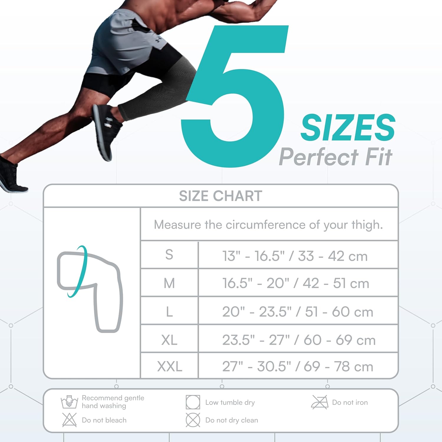 Vital Salveo Graphene Full Leg Sleeve, Thigh Calf Long Compression Sleeve Knee Pain Relief, Swelling, and Circulation