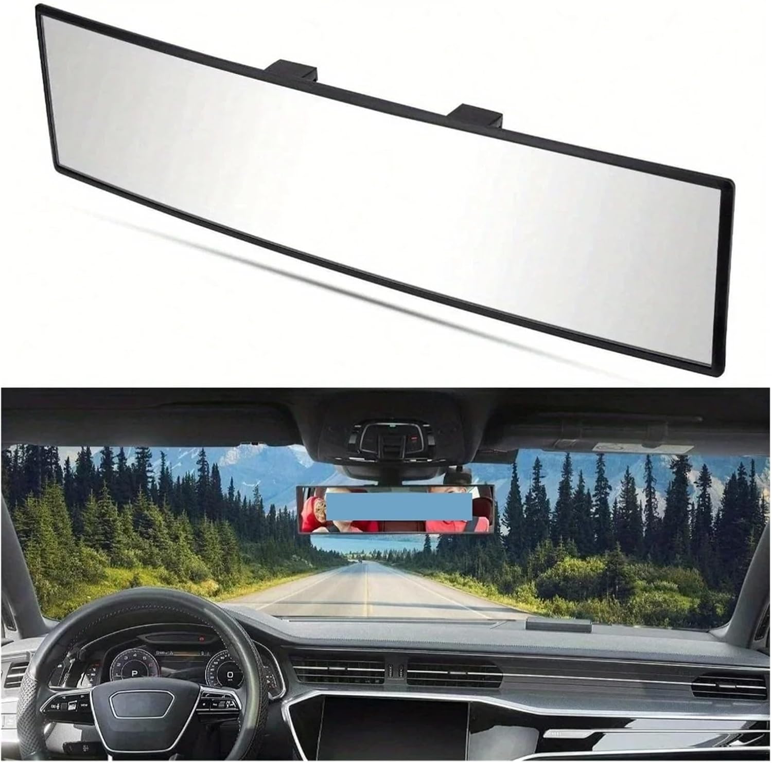 Rearview mirror, For Interior rear view mirror Universal Extended Large Rearview Mirror Car Panoramic Interior Clip On Wide-angle Universal rears views mirrors