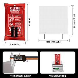 FLASLD Fire Blanket for Home and Kitchen, Fiberglass Fire Blankets Emergency for People, Flame Retardant Protection and Heat Insulation (6 ft x 6 ft)