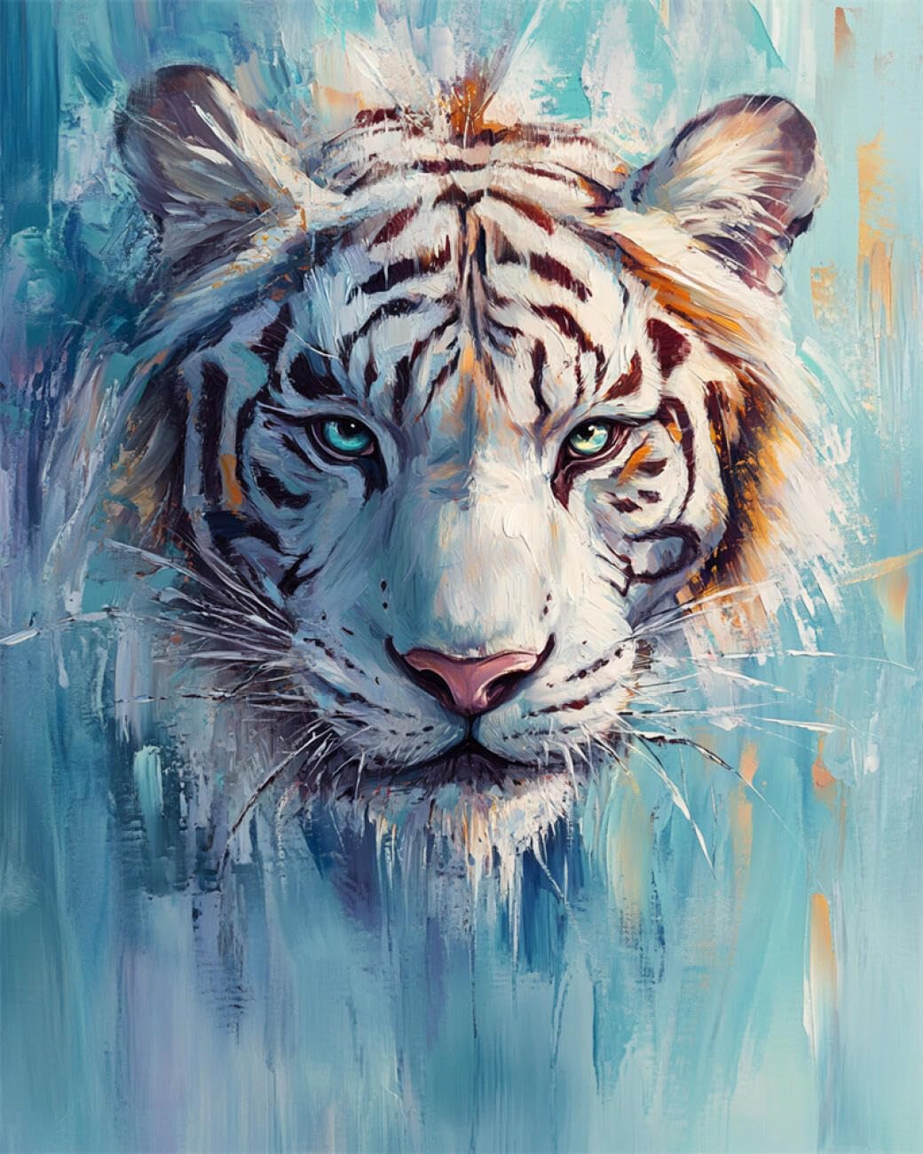 RKFLGEW DIY Embroidery Beads Set Fantasy White Tiger 30x40cm