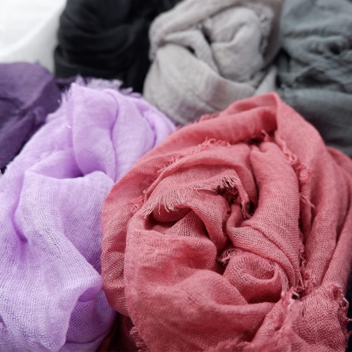 Belsen Classic Cotton Blend Crinkle Long Scarf Fashion Soft Lightweight Wrap Shawl (Lavender)