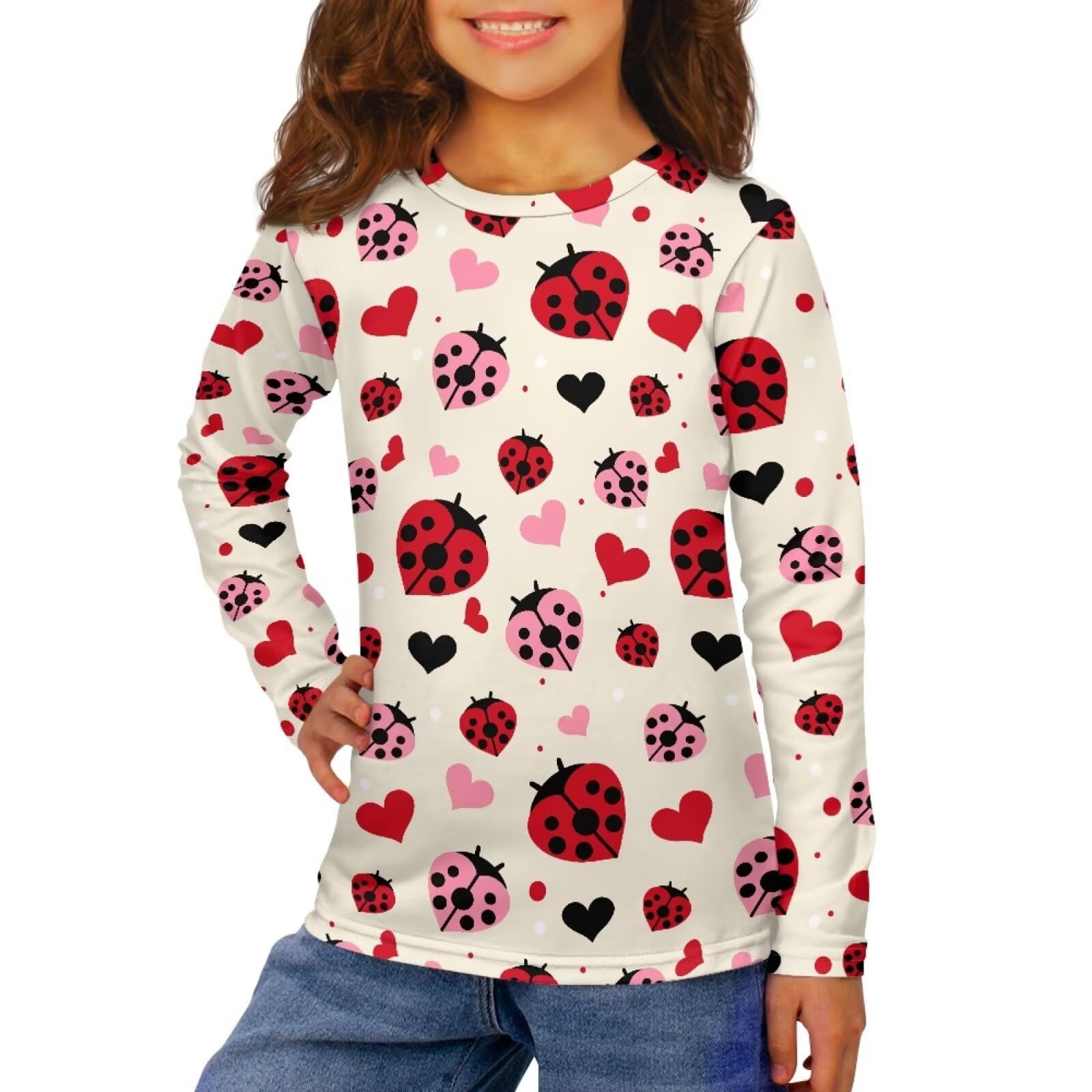 Long Sleeve Shirts for Girls Winter Tops 3-16t Cartoon T Shirts for Fall Clothes