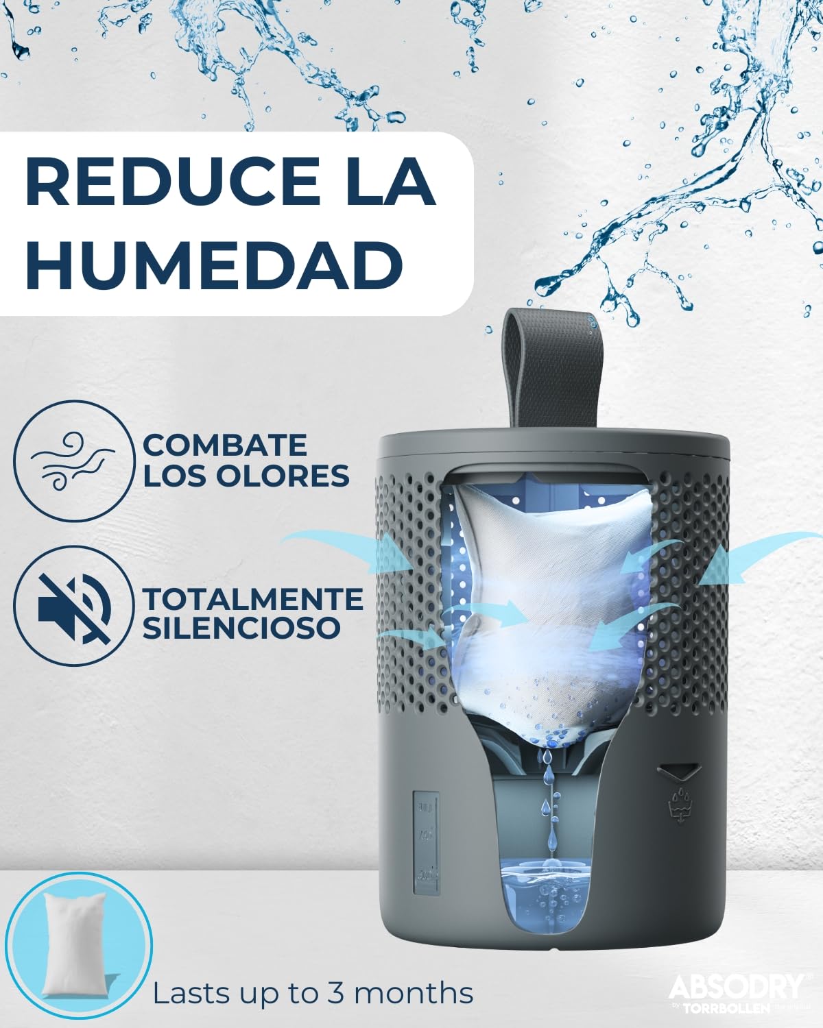 AbsoDry - Recambio Deshumidificador 8x600g - Compatible universalmente - Pastillas antihumedad recambio - Evita el olor y absorbe humedad - Absorbente de humedad en granulado