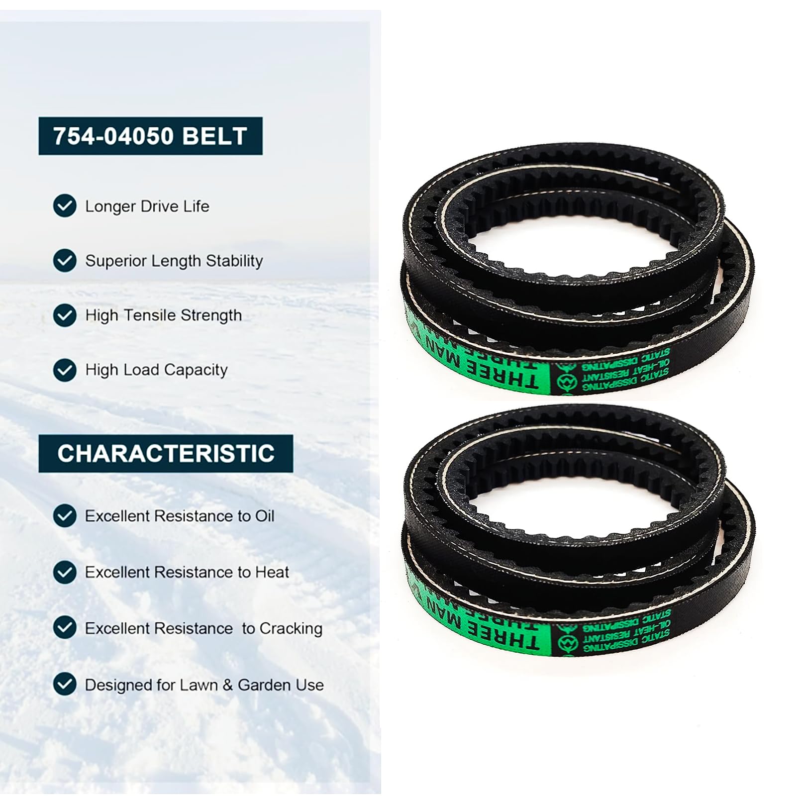 Schneewerfer Antriebsriemen Set – 2er Pack, 1/2 X 35 Zoll, Für MTD, Cub Cadet, Troy-Bilt 2-stufige Schneefräsen