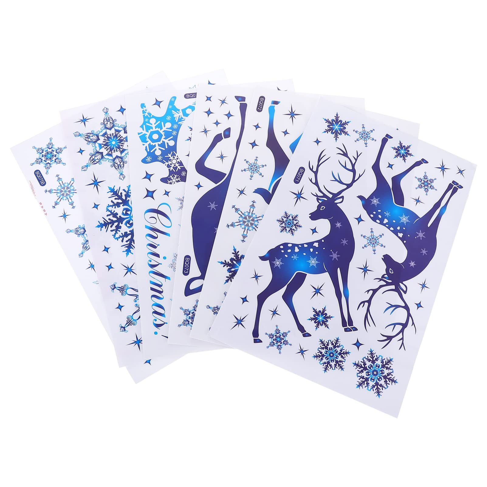 Cabilock 3 Set Adesivi Natalizi Decalcomania ' Adesivo Fiocco Di Neve Adesivo Di Natale Vetrofania Natalizia Adesivo Per Finestra Blue Pvc 6 Pezzi * 3