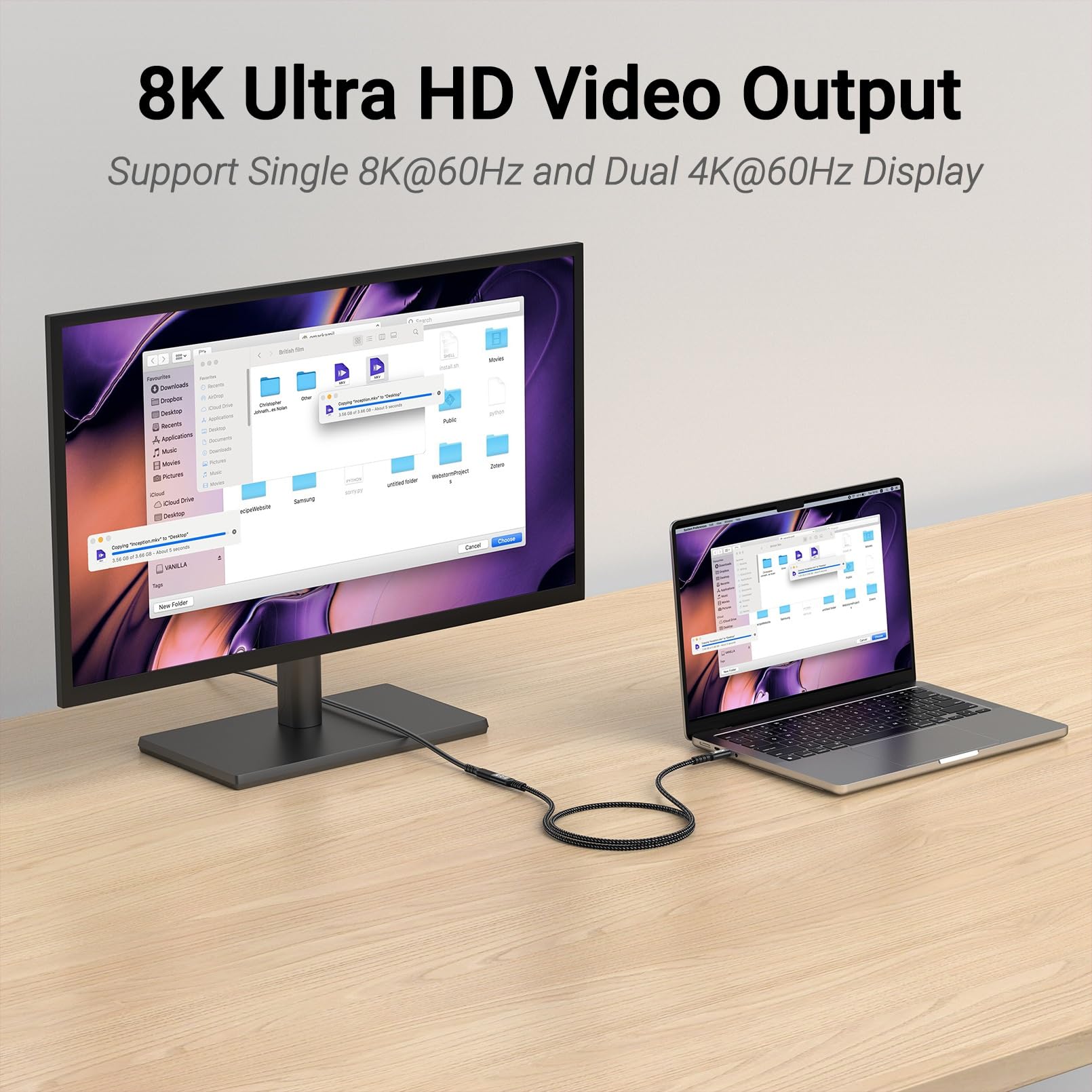 Cable de extensión USB C de 3.3 pies [2 unidades de 40 Gbps/240 W/8 K], carga de 240 W, transferencia de datos de 40 Gbps, cable extensor USB C 4.0 tipo C, macho a hembra para laptop, tablet