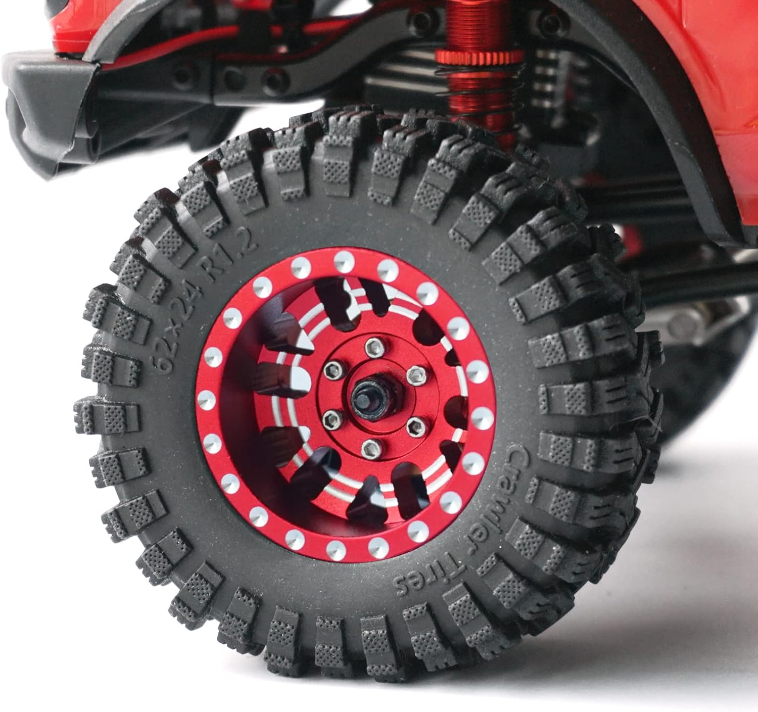 Neuáticos De Aluinio Beadlock RC De 1.0 Pulgadas Para Caiones RC 118 124 TRX4, SCX24, FCX24