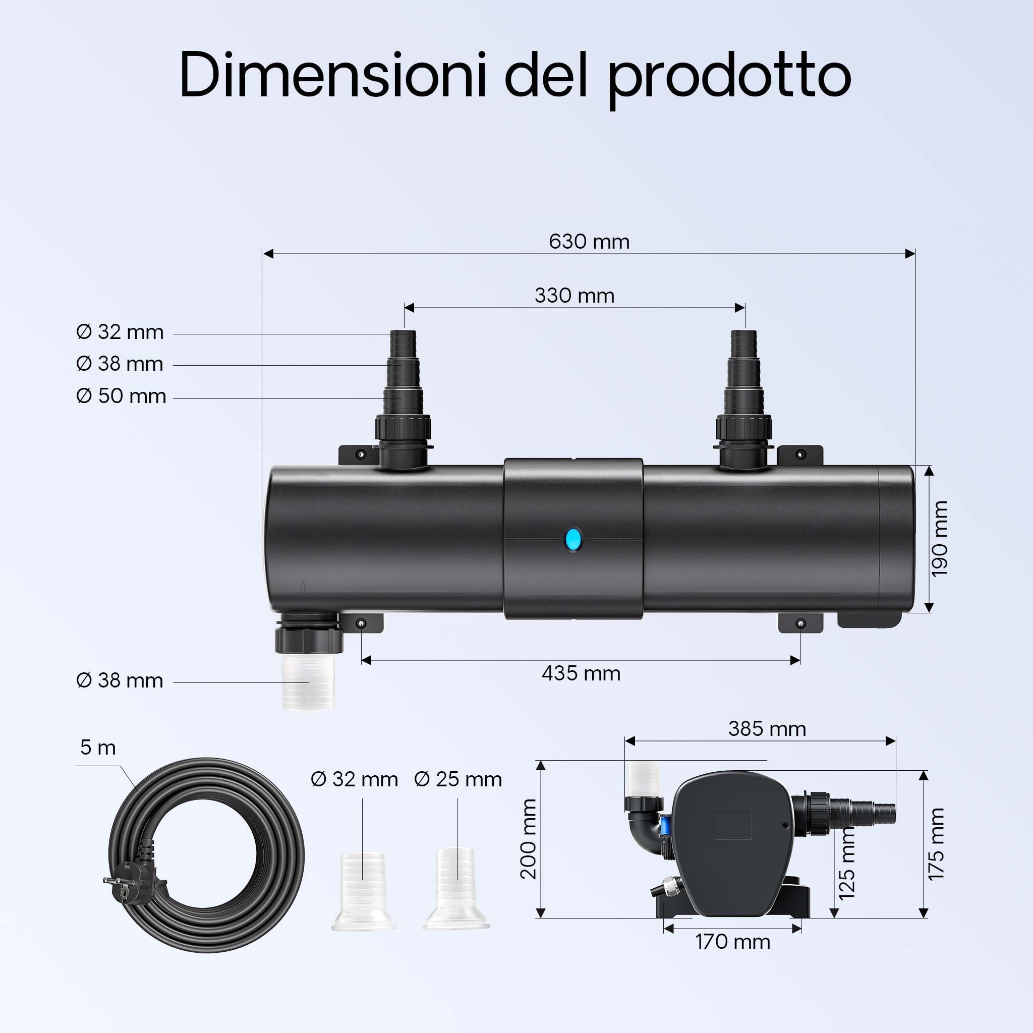 SunSun CUV-2110 Chiarificatore UVC 110W Sterilizzatore per laghetti contro le alghe