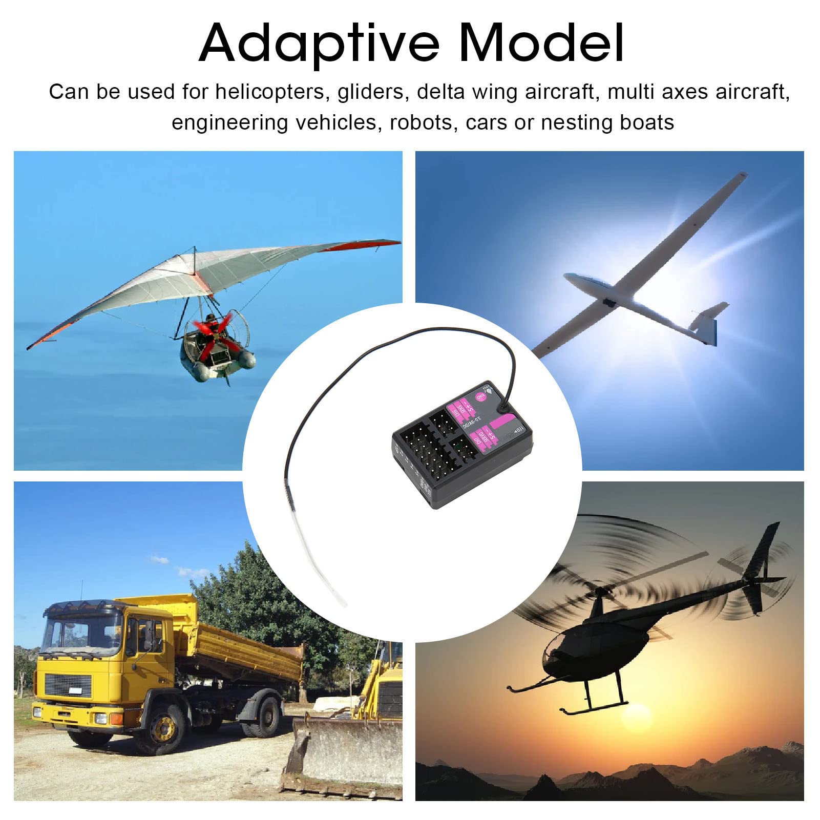 Récepteur RC 7 Canaux Gyroscopique 2.4G – Compatible émetteur FS G7P Pour Avions, Voitures, Bateaux RC