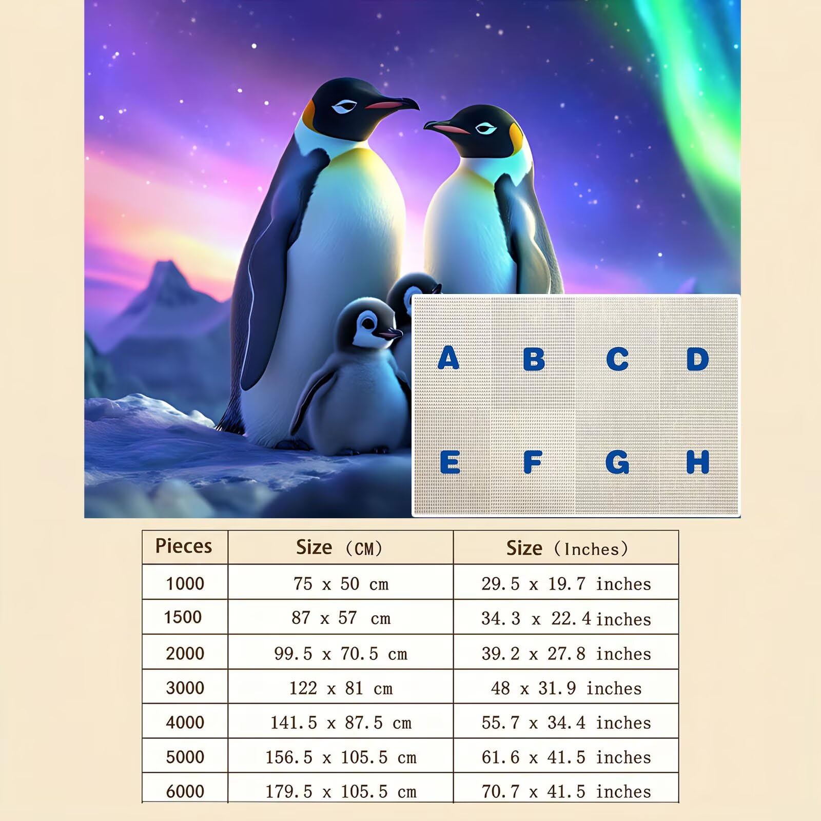 Pingwin Aurora Puzzle 1000 sztuk dla dorosłych, drewniane puzzle - klasyczna kolekcja z plakatem, w zestawie - Koncentracja i rozrywka antystresowa, rodzinna gra edukacyjna, 75 x 50 cm f0-829