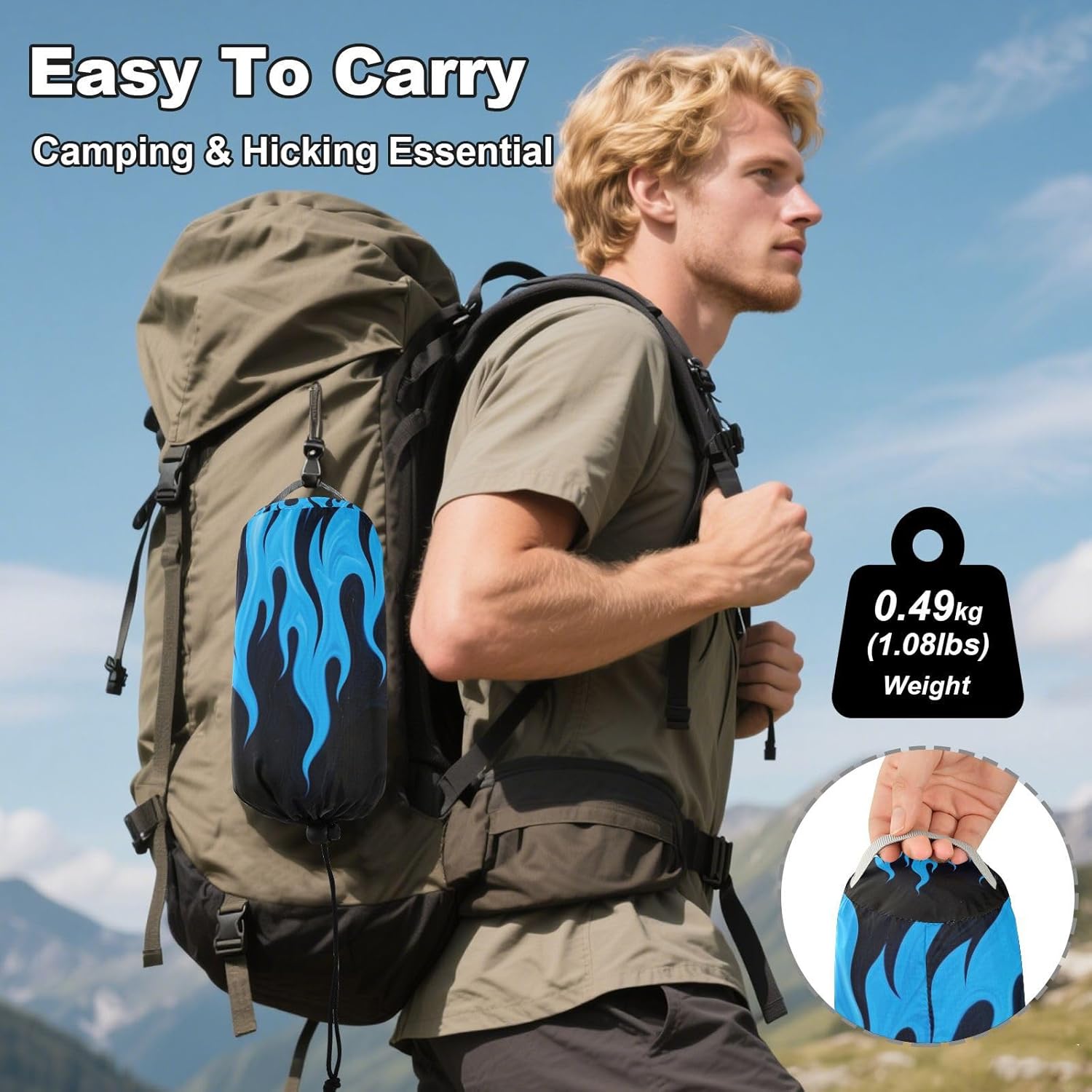 Black Fluorescent Cool Flame Blue Hammocks for Camping Swing Hammock for Outside Beach Patio Garden