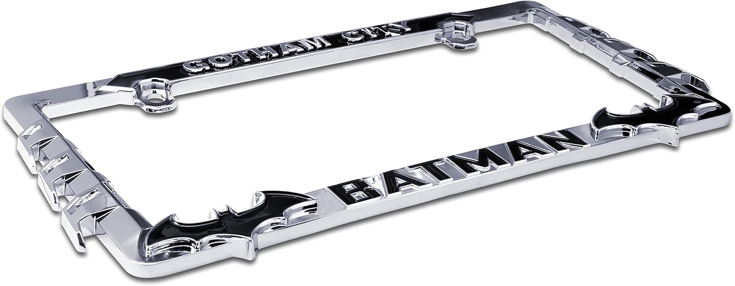 Elektroplate Officially Licensed - DC Comics Batman Chrome-Plated All-Metal Standard Size Premium 3D License Plate Frame Tag Holder for Cars/SUVs/Trucks Weather-Proof Automotive Accessory