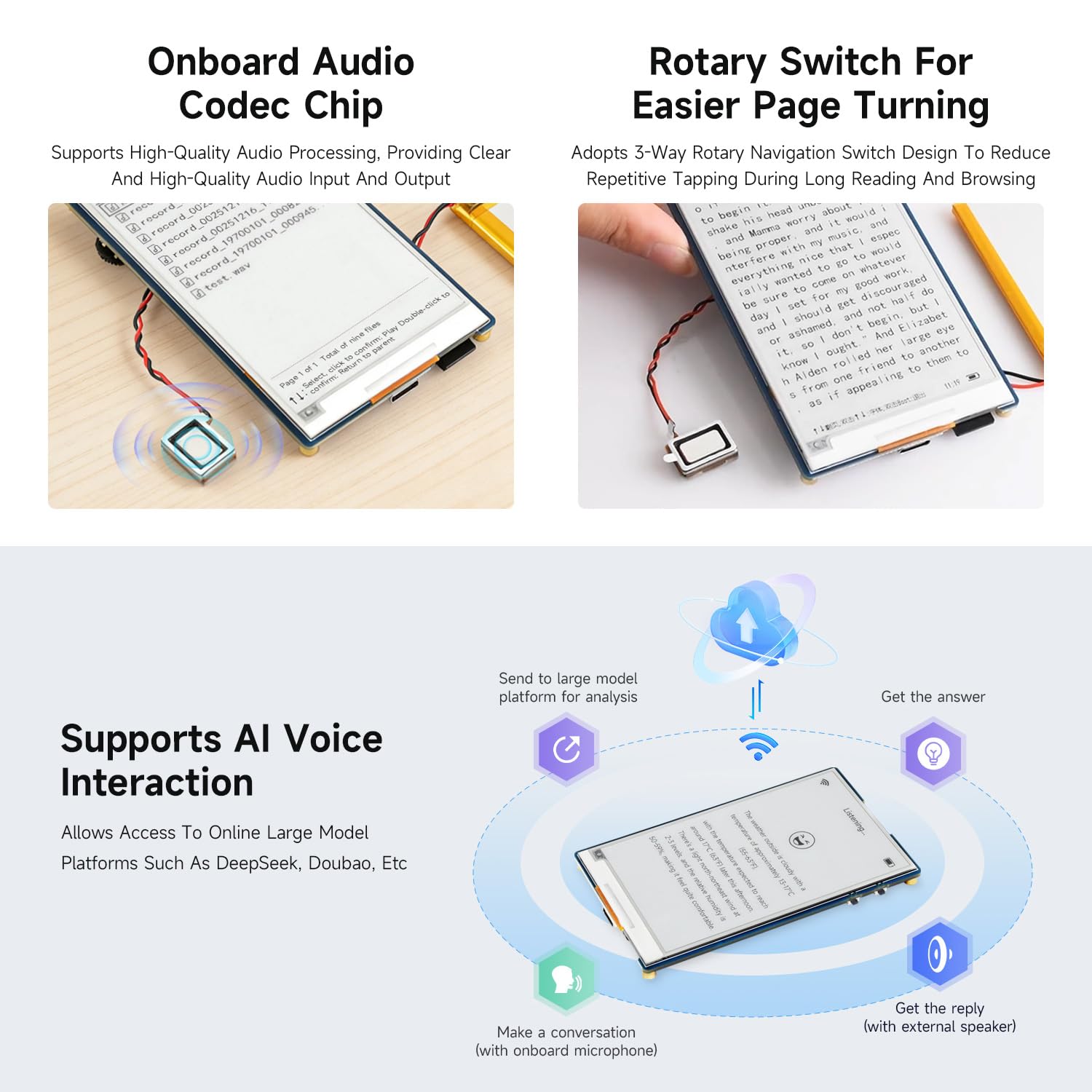 Waveshare ESP32-S3 3.97inch E-Paper Development Board Basic Kit, 800 x 480 Resolution, Supports Wi-Fi/BLE 5, And AI Voice Interaction, Onboard Microphone, with TF Card & Card Reader