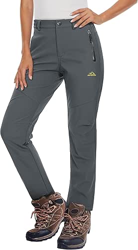 MAGCOMSEN Women's Fleece Lined Waterproof Insulated Snow Ski Pants Winter