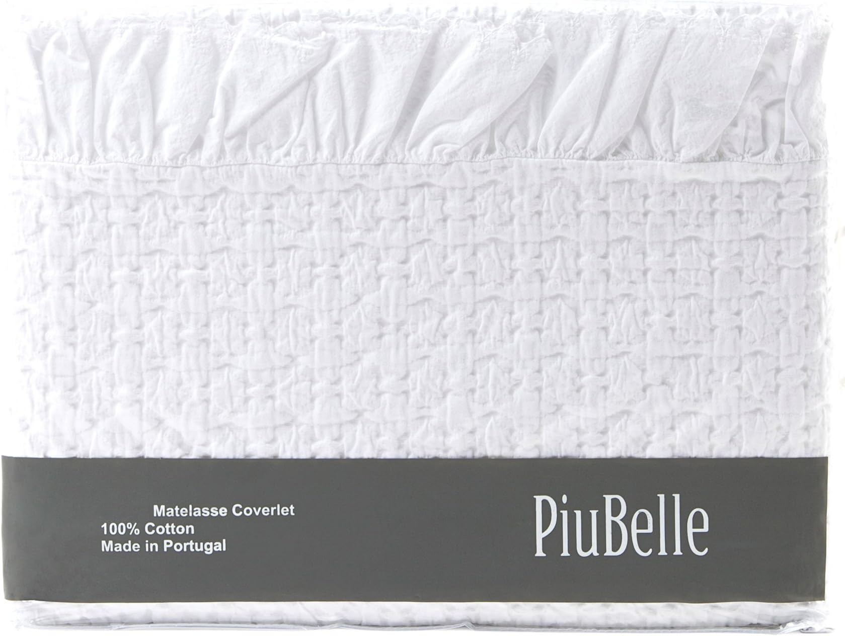 Piu Belle Shabby Chic Ruffled Bedspread Matelasse Cotton Coverlet French Country Style Frilled Bedspread Stone Washed Textured (King, White)