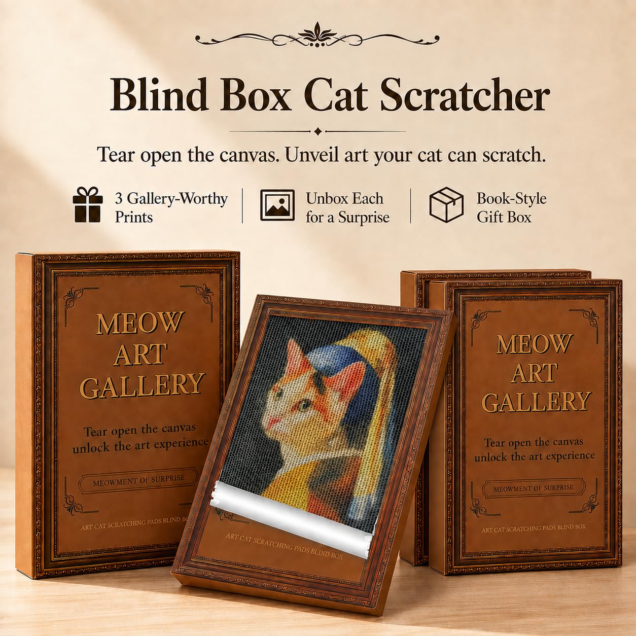 MUTTROS Lot de 3 griffoirs muraux pour chat verticaux en carton avec bandes adhésives, jouet pour chat d'intérieur et protection de meubles muraux, 41,6 x 30,5 x 1,8 cm