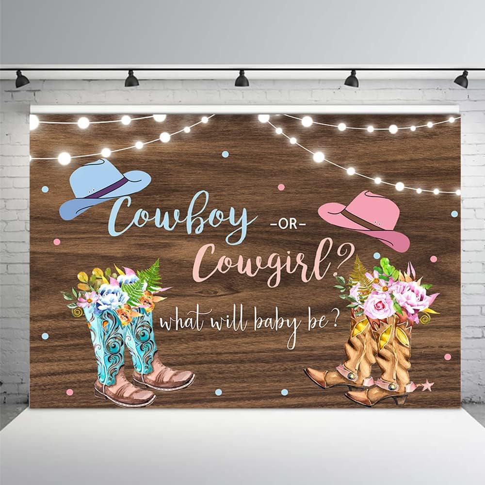 Mocsicka Western Gender Reveal Backdrop Cowboy or Cowgirl