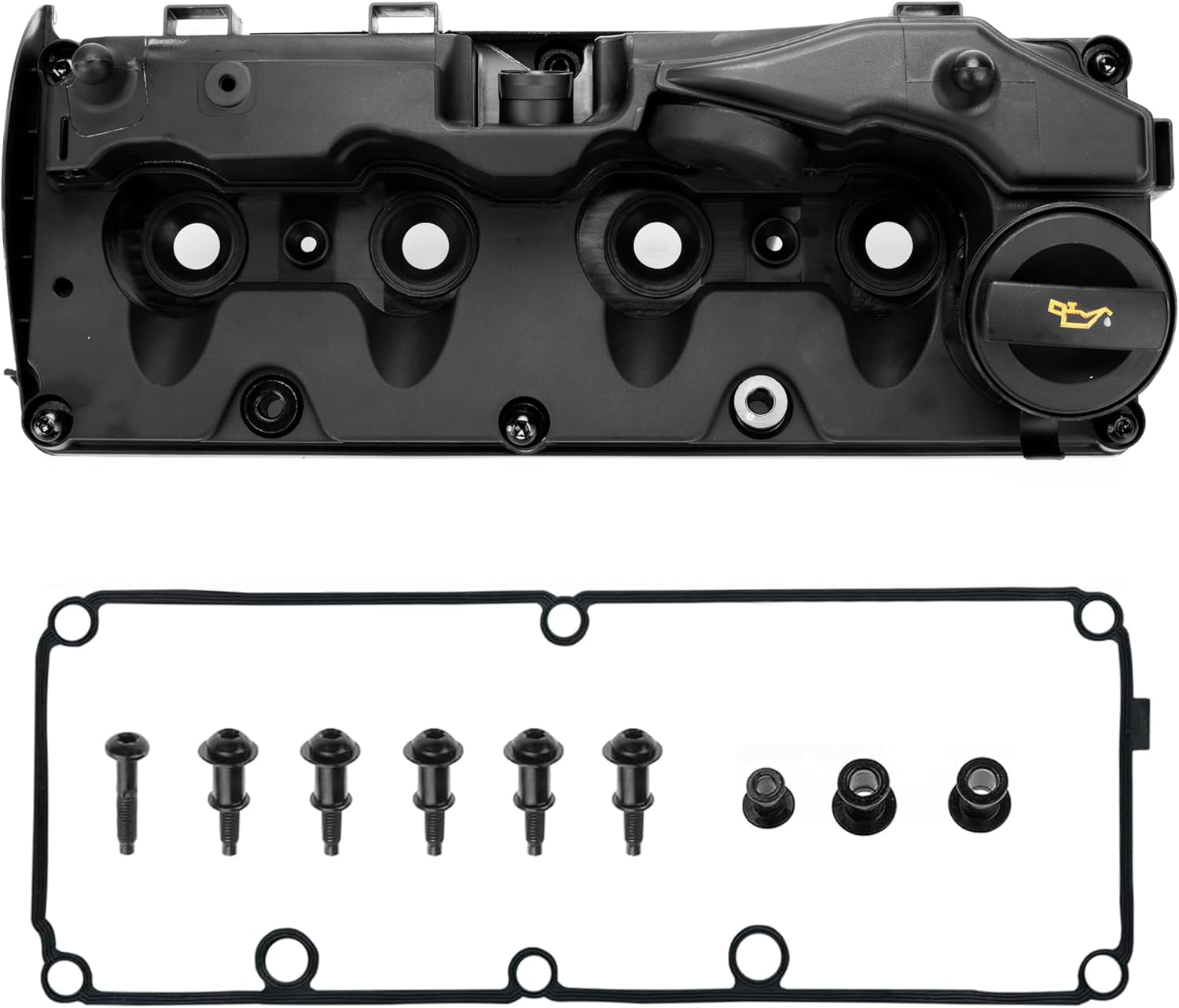 Engine Valve Cover, with Valve Cover Gasket & Oil Filler Cap & Bolt, Compatible with Volkswagen Passat 2012 2013 2014, 2.0L Diesel, Replace # 03L103469R, 03L103-469-R