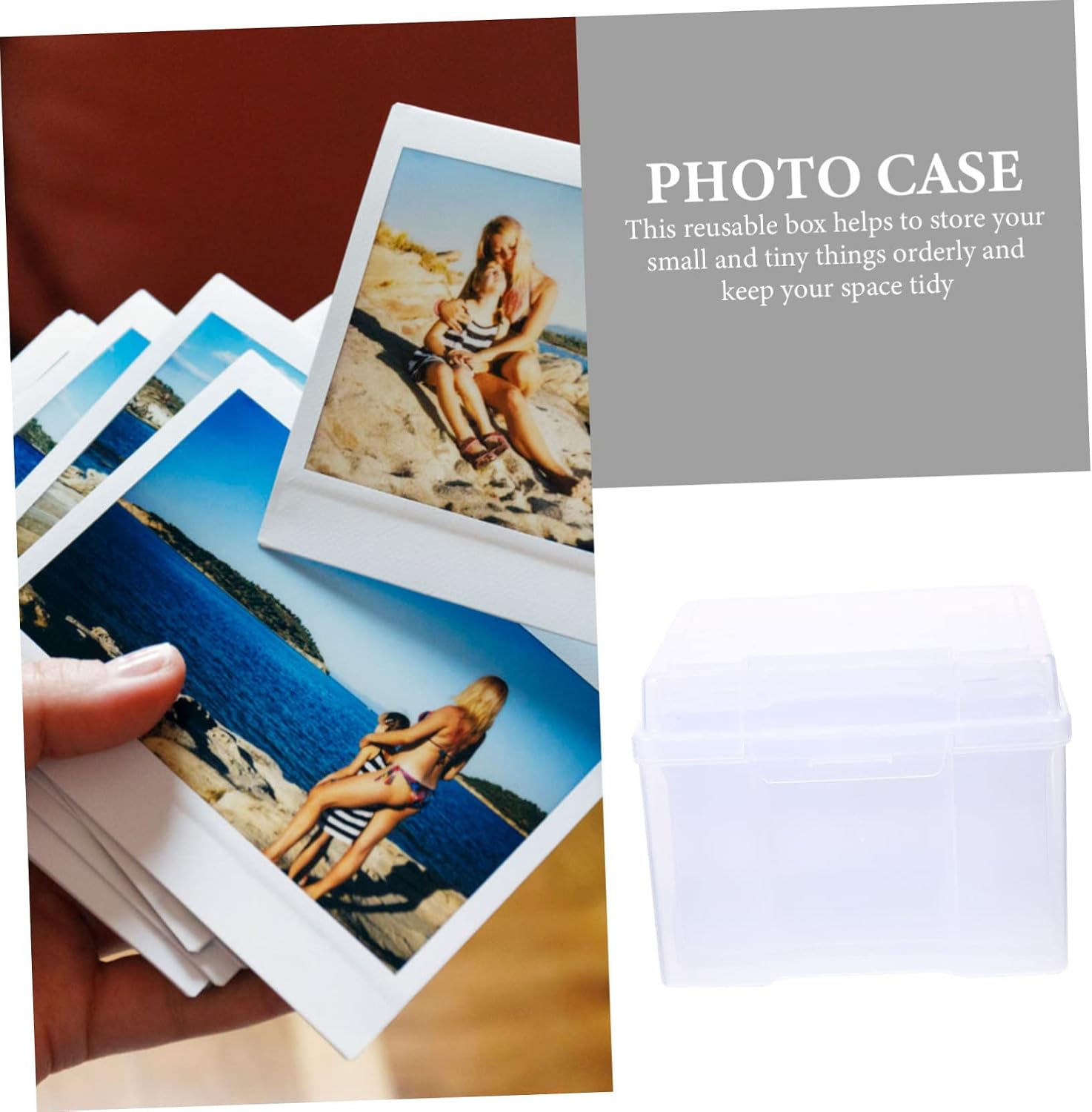 Photo Organizer Cases Photo Box Storage Reusable Plastic Tidy Craft Storage Containers for Cards