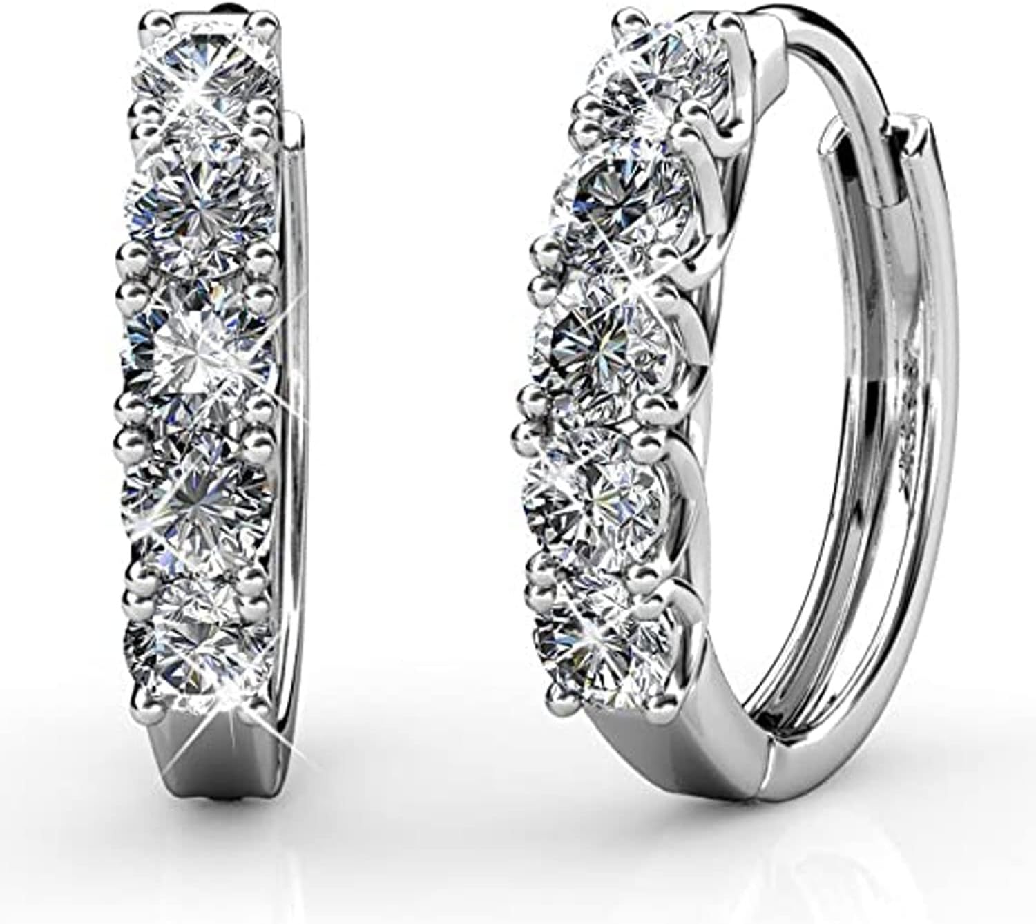 Hoop Loop Earrings for Women18K White Gold with Sparkling Element Crystal with Jewellery Box for Women Wife Mother Daughter