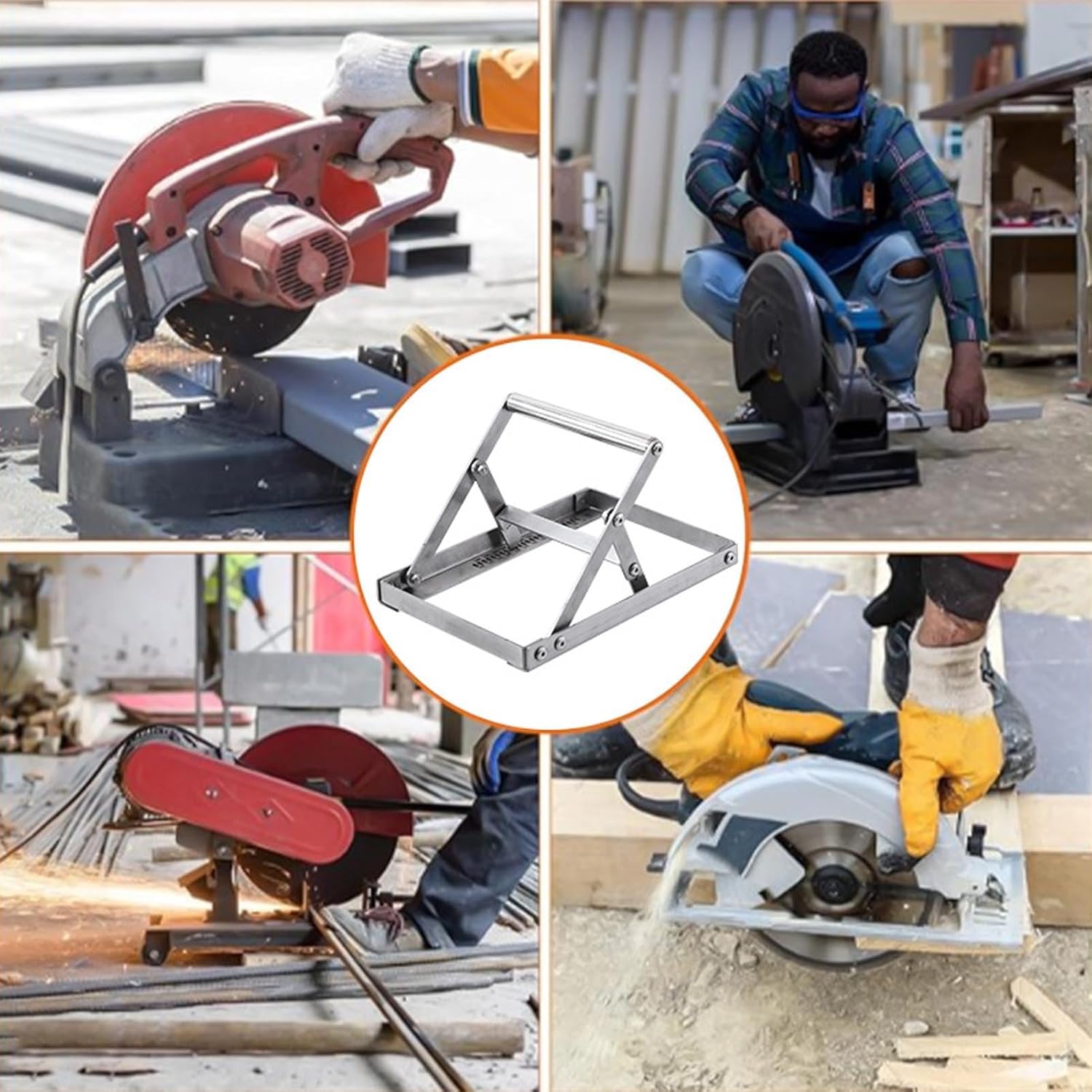 Adjustable Cutting Machine Support Frame, Adjustable Height Metal Cutting Machine Work Support Stand, Work Table Saw Material Stand Foldable Auxiliary Tool Attachment