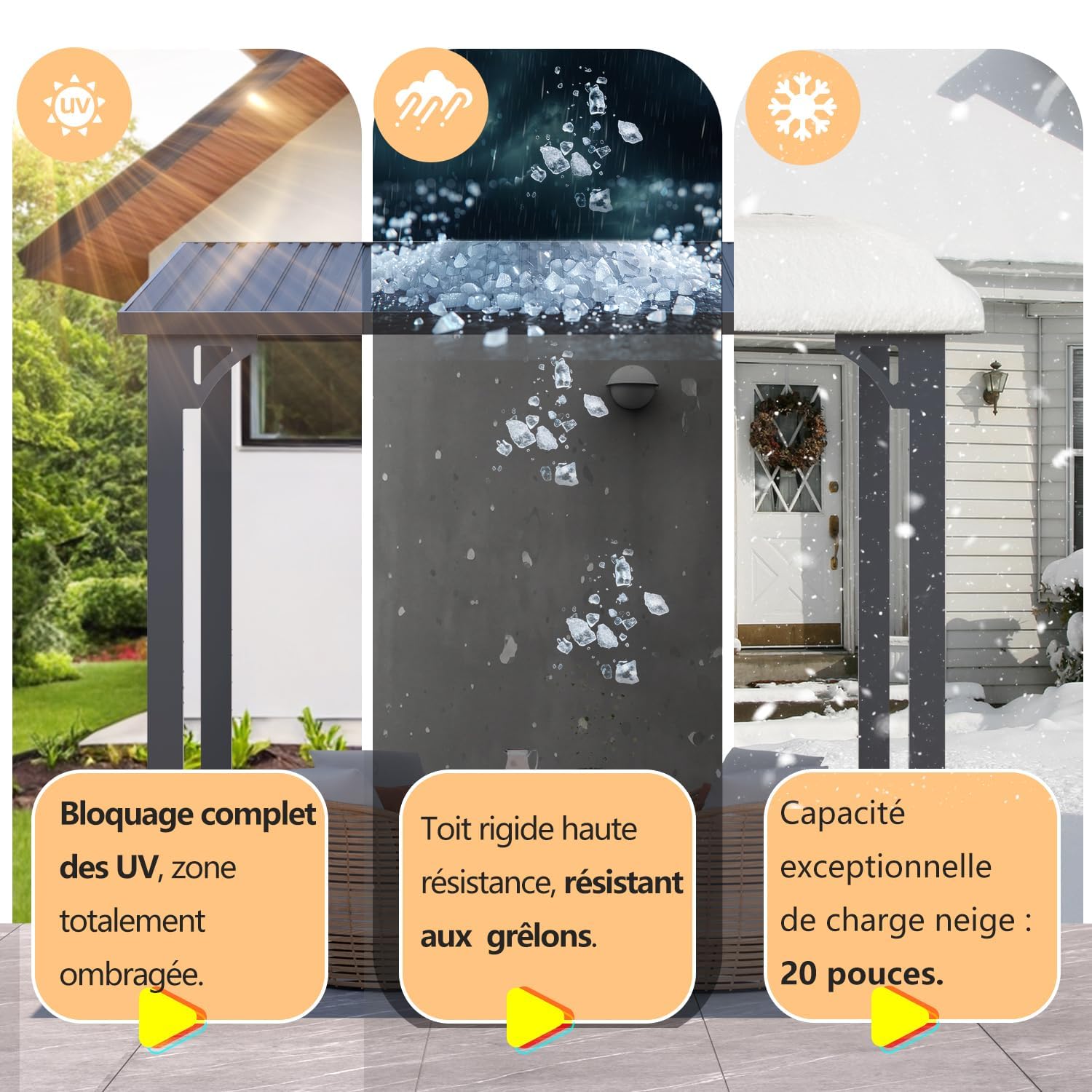YODOLLA 3x3m Hardtop Pergola Aluminium Jardin Exterieur,Pergola Adossée