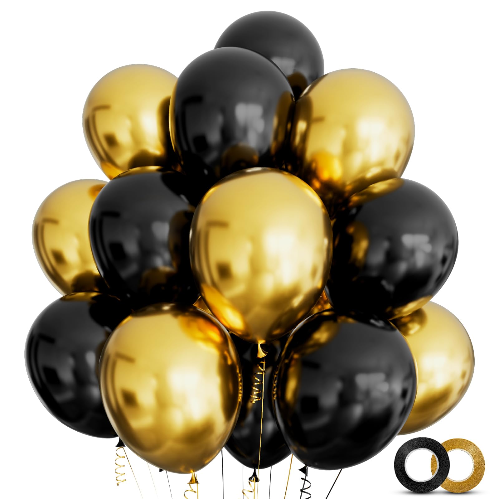 Metallic Balloons 100 Pcs Bright 12 inch Latex Balloons Chrome Balloon for Women Men Boys Birthday Party Wedding Engagement Graduation Anniversary Festival Decorations — image 1