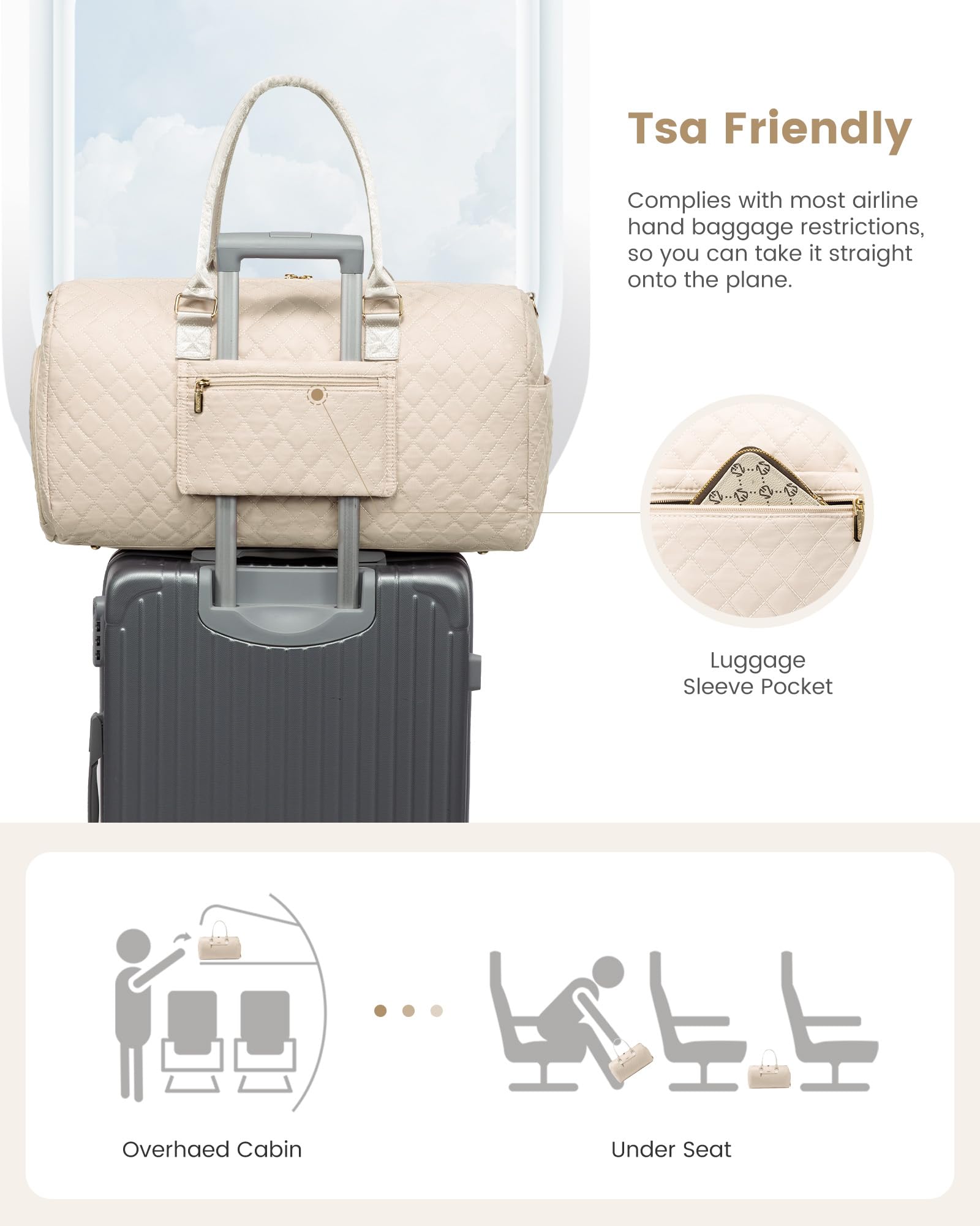 Bolsa de viaje para mujer, bolsa de fin de semana con bolsa de aseo personal, bolsa de mano con compartimento para zapatos, bolsa de gimnasio con bolsillo húmedo, bolsas de hospital para mamá 7