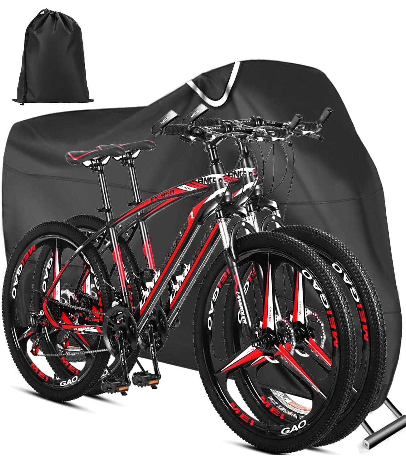 Bike Cover, Bike Covers for Outside Storage - 210D Nylon with Pu Coating Outdoor Waterproof Bicycle Cover for 2 Bikes - Bike Storage Anti Dust Rain UV For Mountain Bike, Road Bike